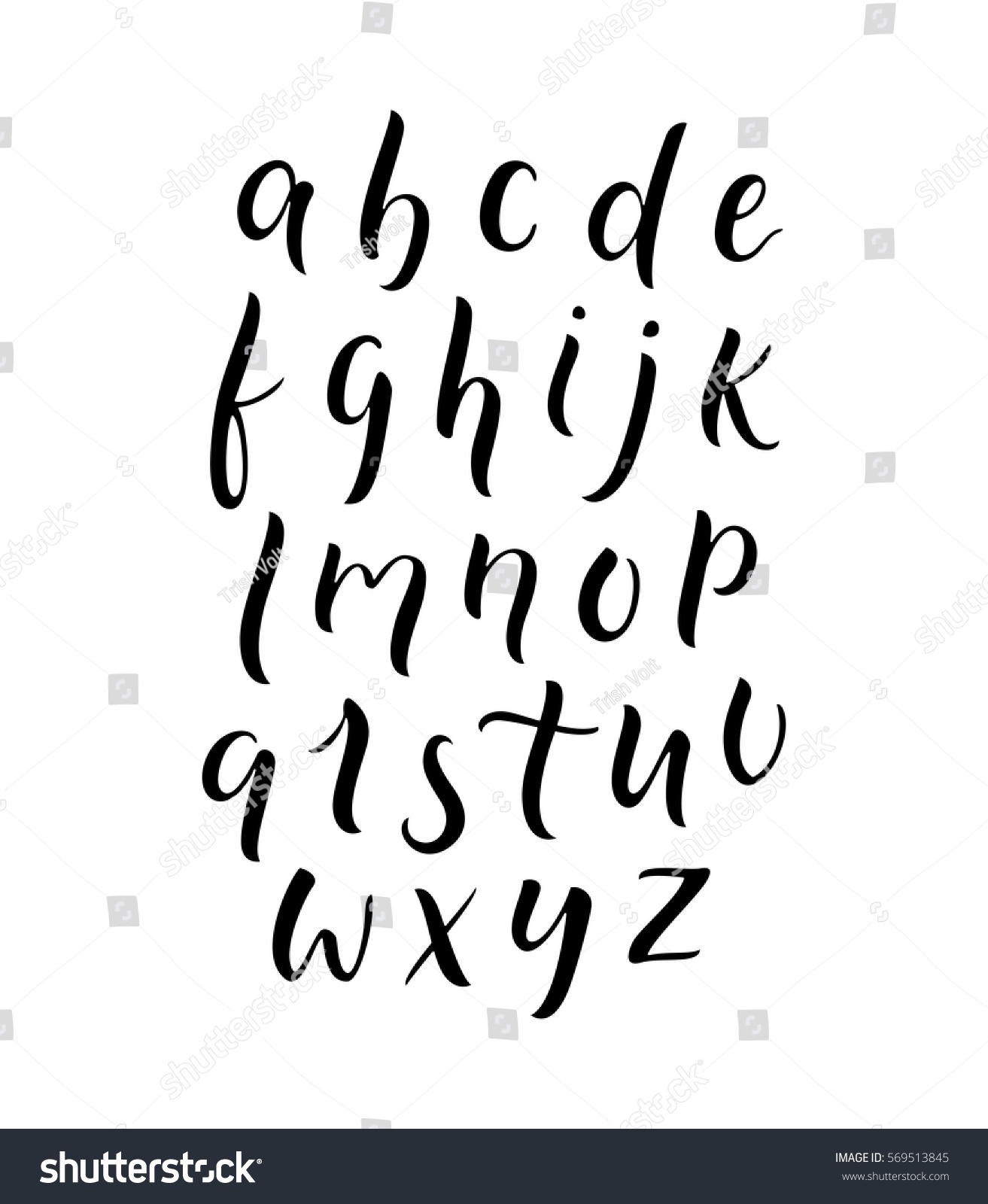 Modern Calligraphy Lowercase Alphabet Thick Thin Stock Vector (Royalty ...