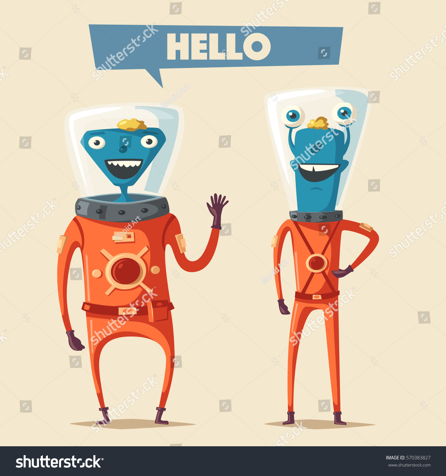 Friendly Aliens Cartoon Vector Illustration Stock Vector (Royalty Free