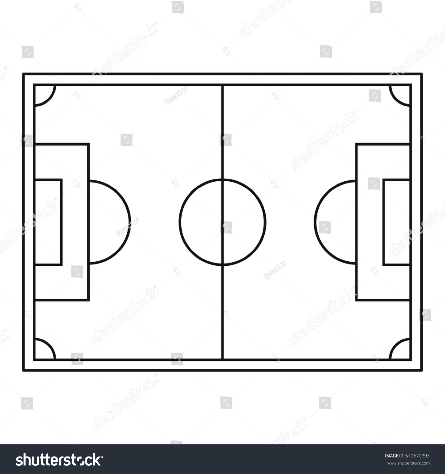 Top View Soccer Field Icon Outline Stock Vector (Royalty Free ...