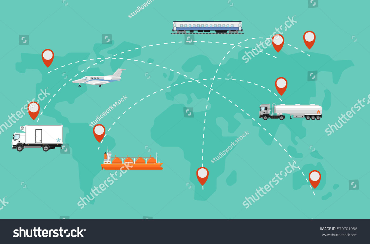 Air Cargo Trucking Rail Transportation Maritime Stock Vector (Royalty ...