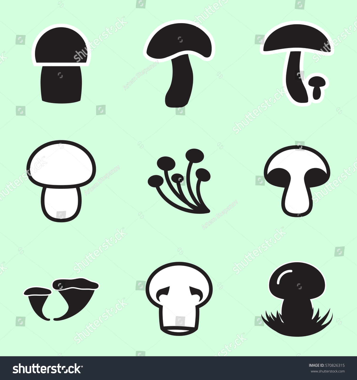 Mushroom Icon Logo Isolated Fungus Symbol Stock Vector (Royalty Free ...