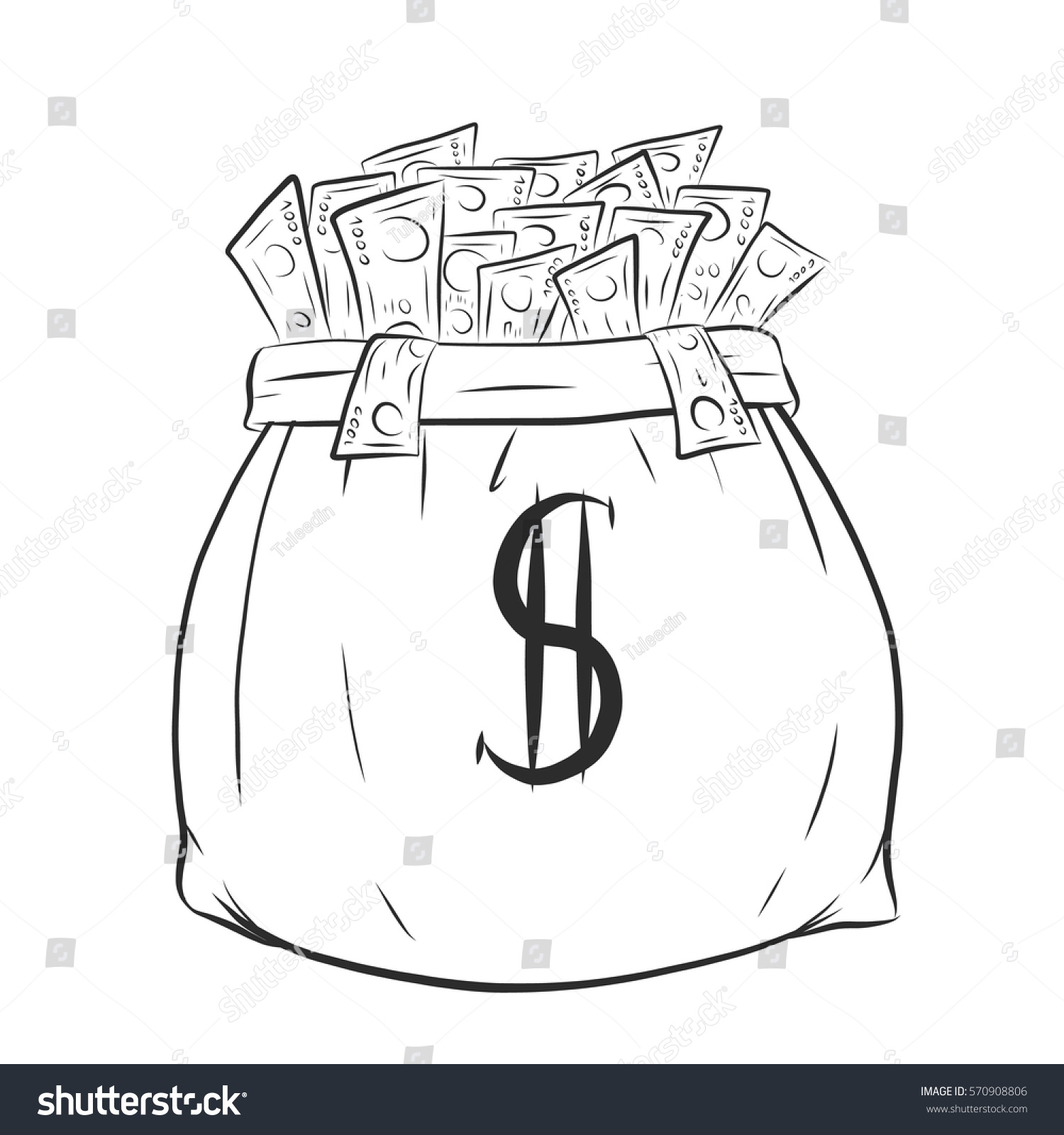 Мешок с деньгами карандашом