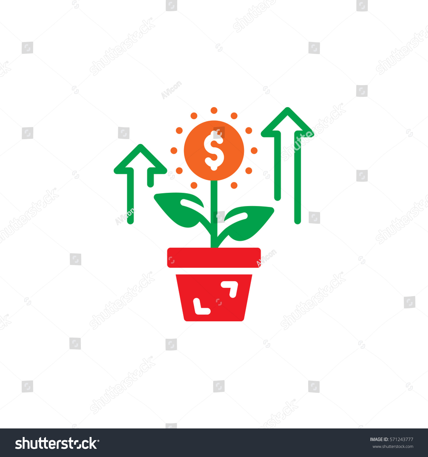 Growing Plant Flower Dollar Sign Icon Stock Vector (Royalty Free ...