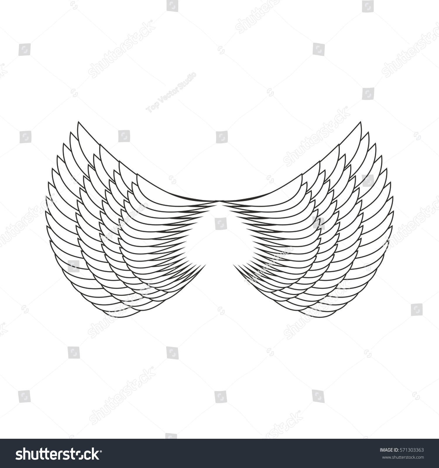 Angel Wings Isolated White Feather Wing เวกเตอร์สต็อก ปลอดค่า