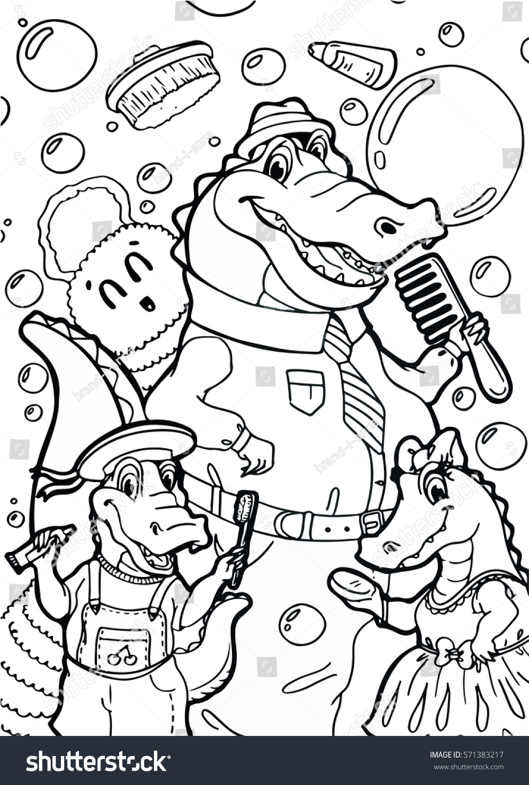 Crocodile Dad Kids Coloring Book Vector Stock Vector (Royalty Free ...