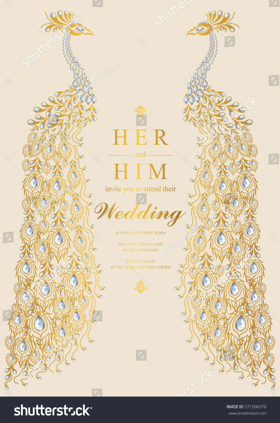 Indian Wedding Invitation Card Templates Gold Stock Vector (Royalty ...