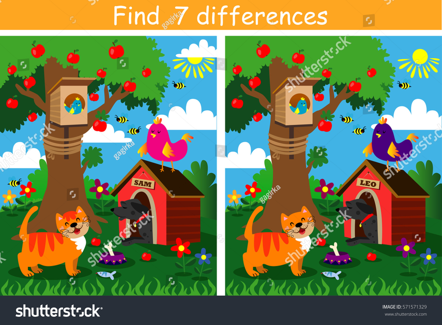 He is different. Farm animals find the difference. Find 7 differences. Forest animals find the difference. Spot the difference animals.