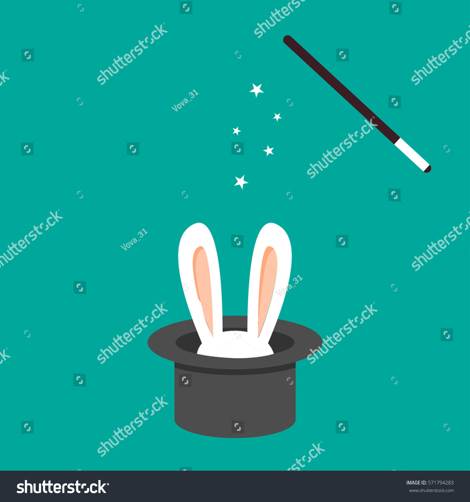 Magic Hat Rabbit Vector Flat Cartoon Stock Vector (Royalty Free ...