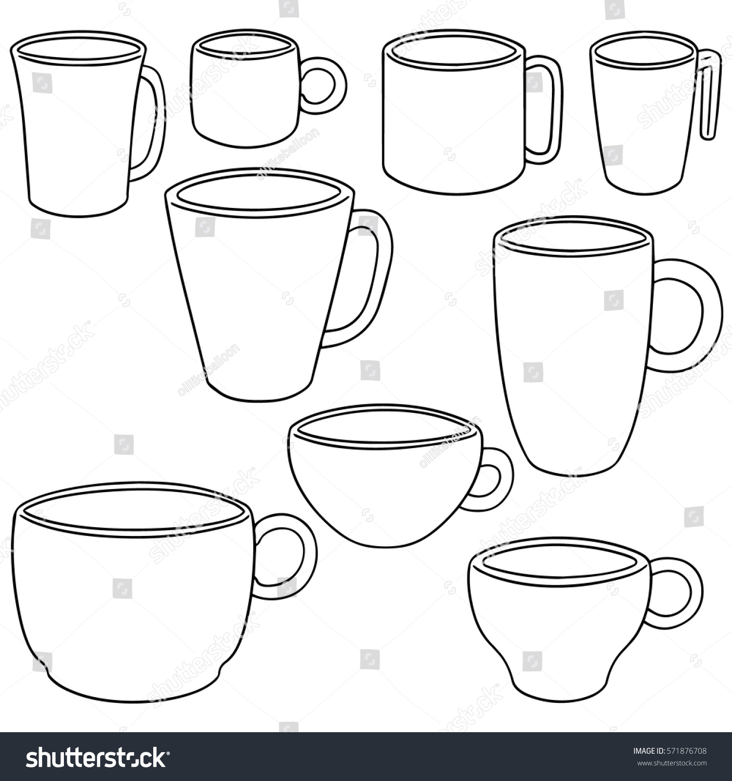 Vector Set Beverage Cup Stock Vector (Royalty Free) 571876708 ...