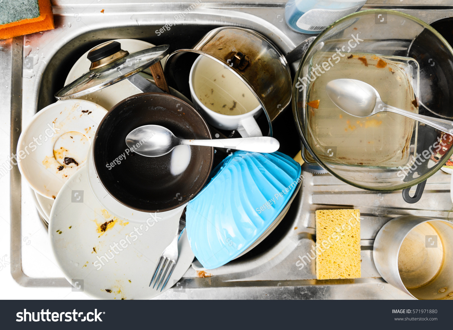 Dirty Messy Dishes Sink View Above Stock Photo 571971880 | Shutterstock