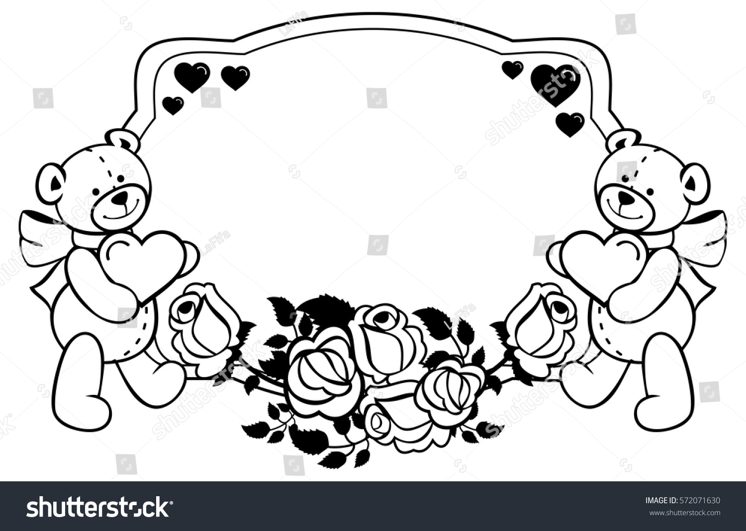 Oval Label Outline Roses Cute Teddy Stock Vector Royalty Free 572071630 Shutterstock 7446