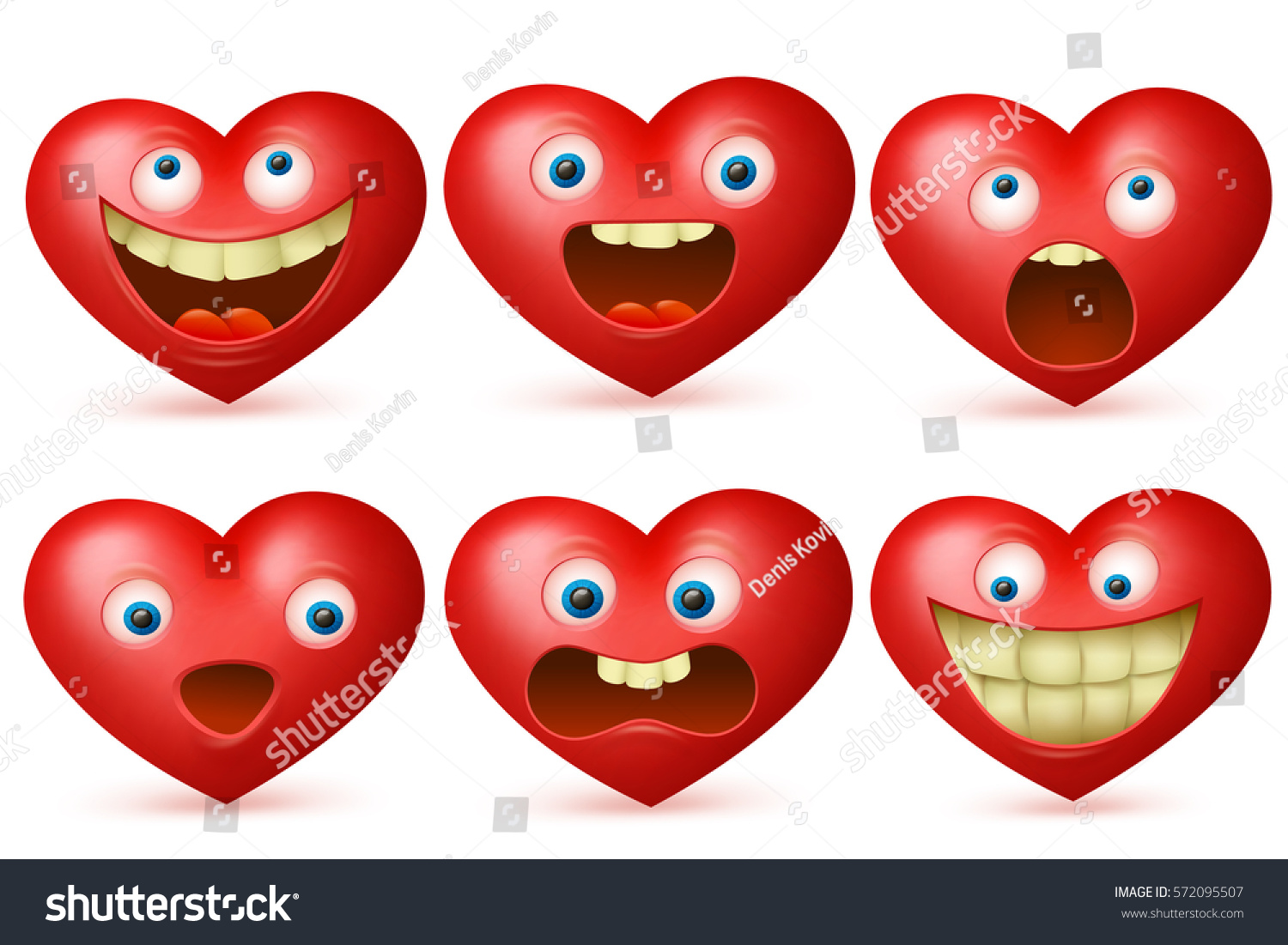 Funny Cartoon Red Heart Character Emoji Stock Vector (Royalty Free ...