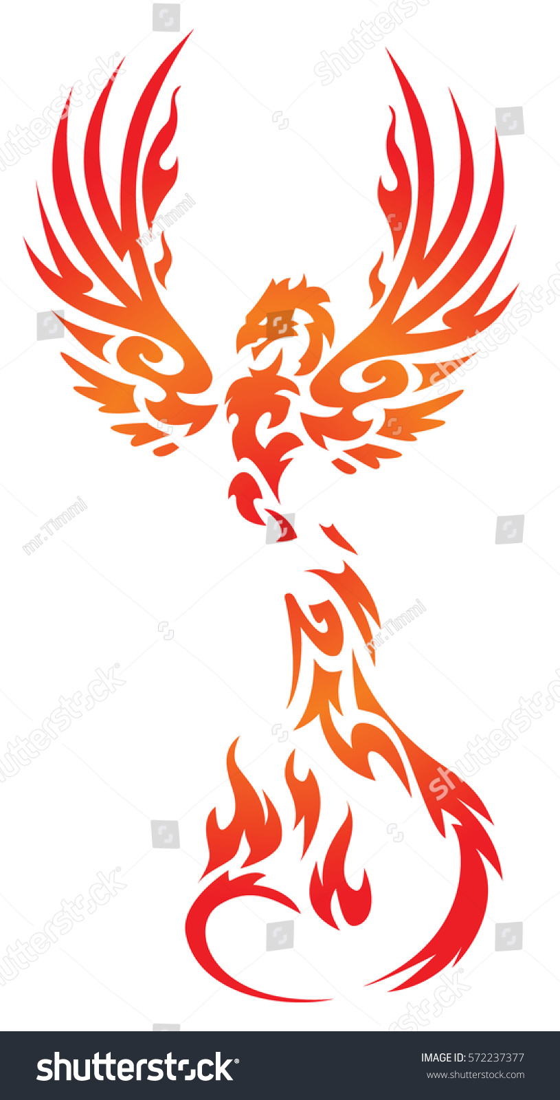 Flaming Phoenix Bird Vector Stock Vector Royalty Free 572237377