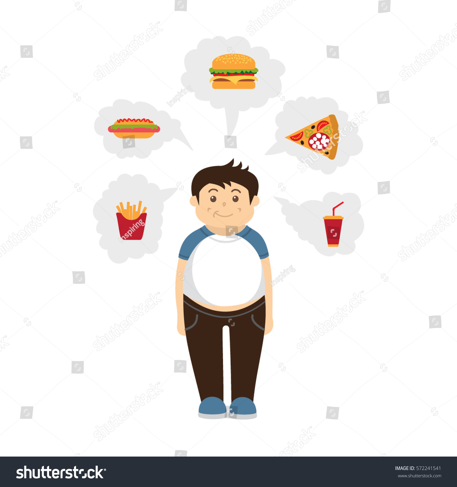 Man Bad Eating Habits Isolated Cartoon Stock Vector (Royalty Free ...