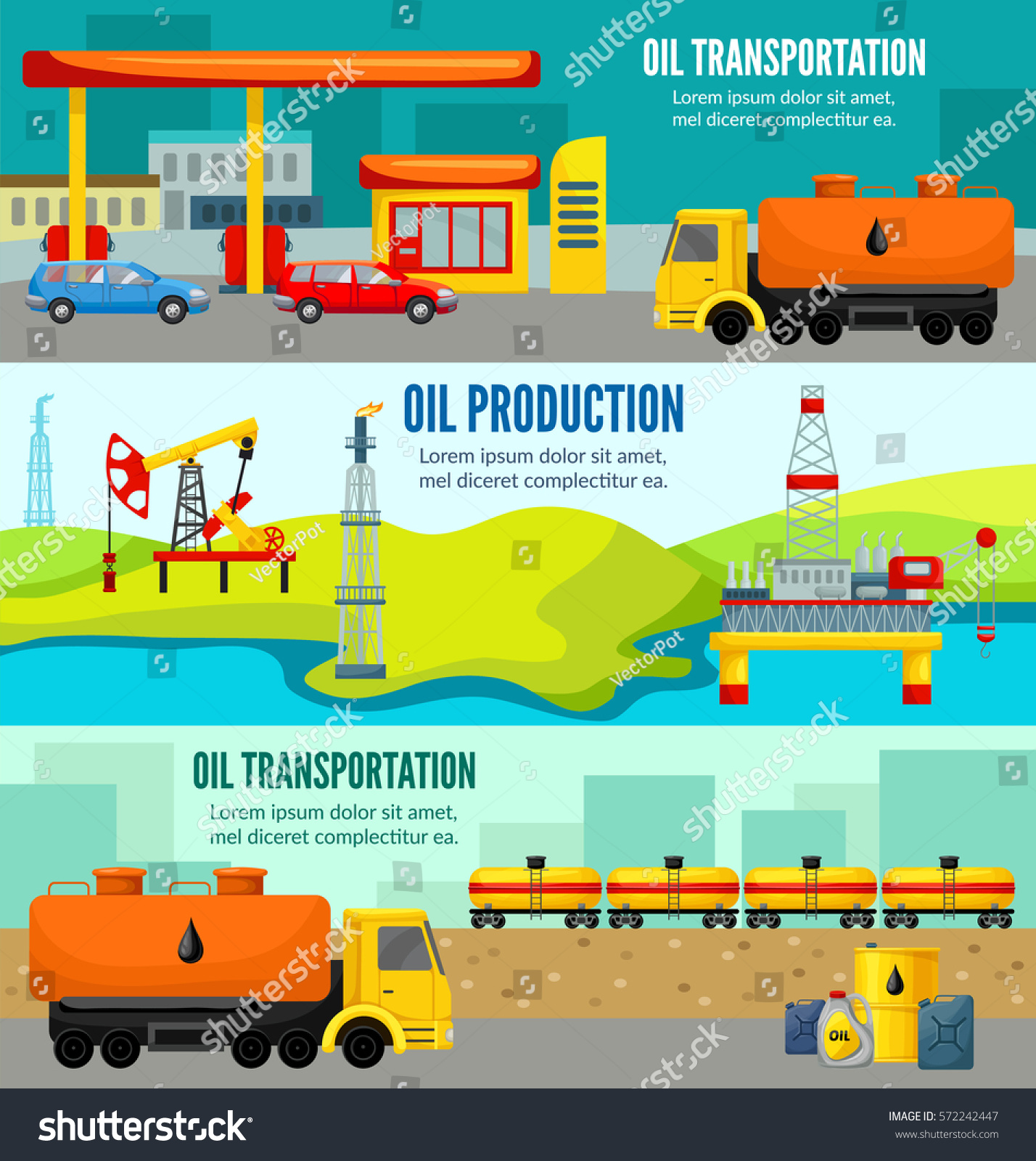 Petroleum Industry Colorful Horizontal Banners Oil Stock Vector ...