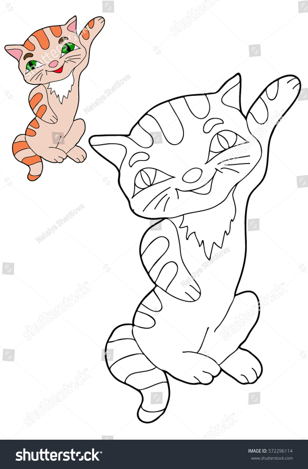 Coloring Book Kitten Hand Drawn Black Stock Vector (Royalty Free ...