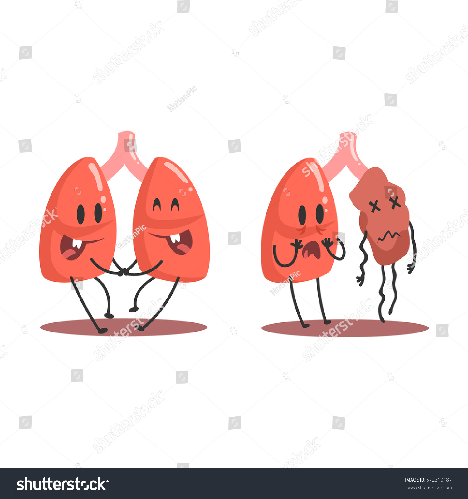 Lungs Human Internal Organ Healthy Vs Stock Vector (Royalty Free ...