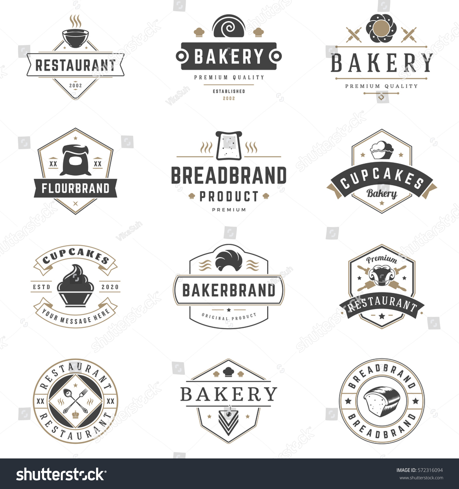 Bakery Shop Labels Badges Design Templates Stock Vector (Royalty Free ...