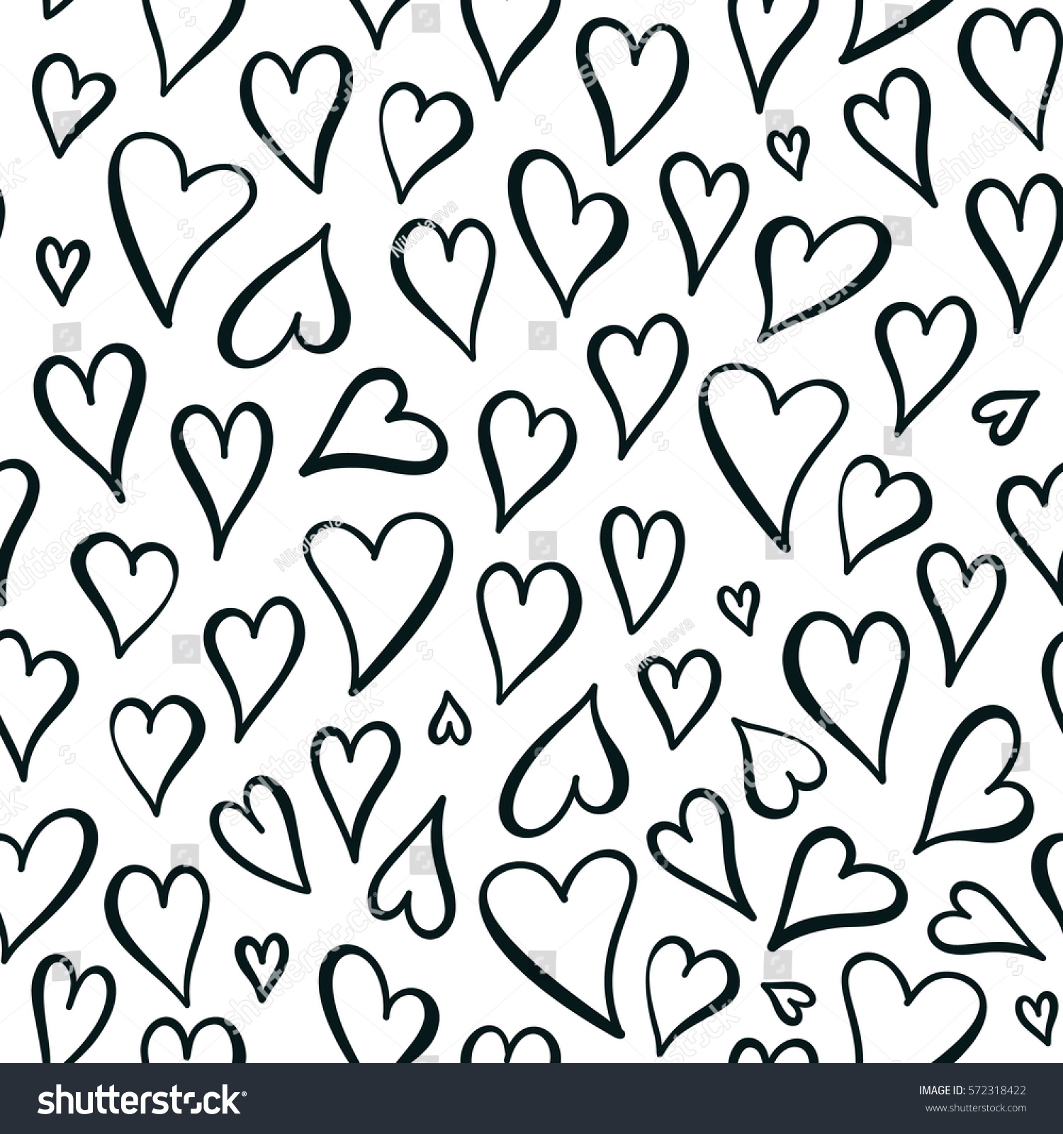 Seamless Black White Vector Background Hearts Stock Vector (Royalty ...