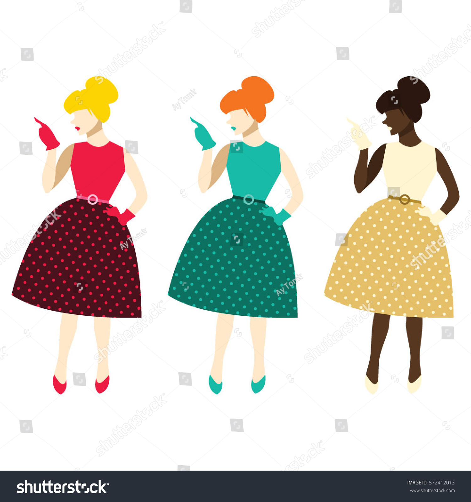 Cute Beautiful Sexy Girl Dressed Retro Stock Vector Royalty Free 572412013 Shutterstock 9703