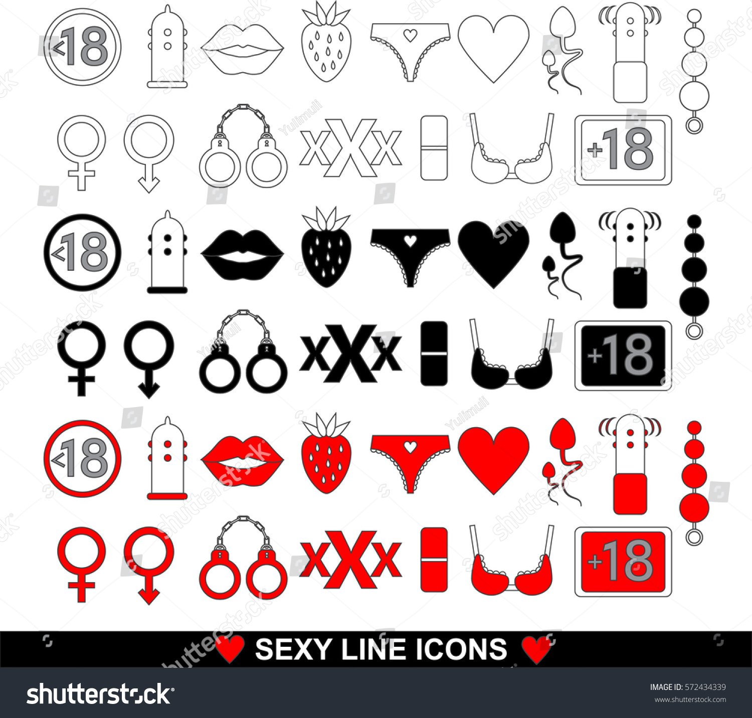 Sex Line Icon Set Stock Vector Royalty Free 572434339 Shutterstock