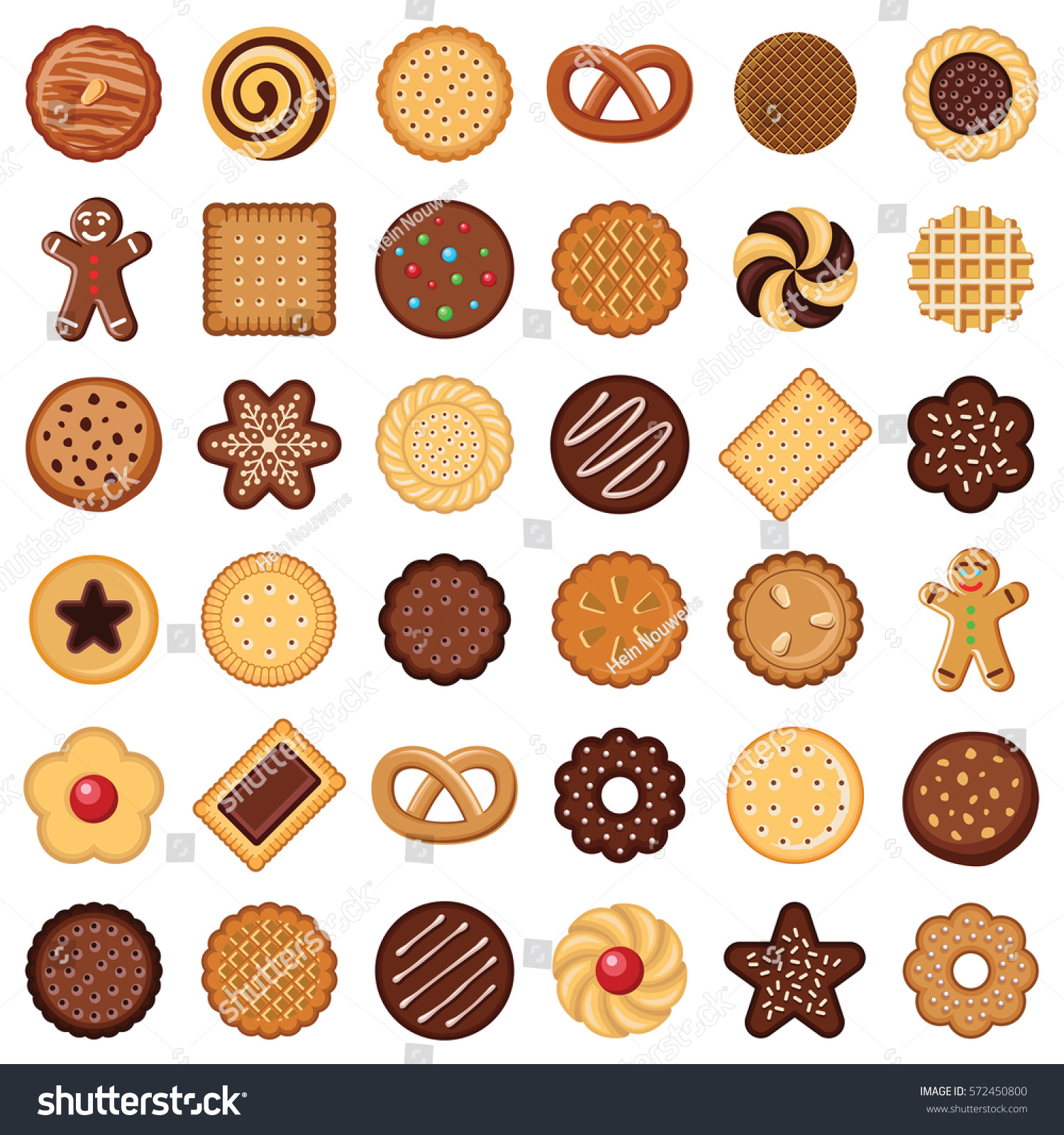Cookie Biscuit Icon Collection Vector Color Stock Vector (Royalty Free ...