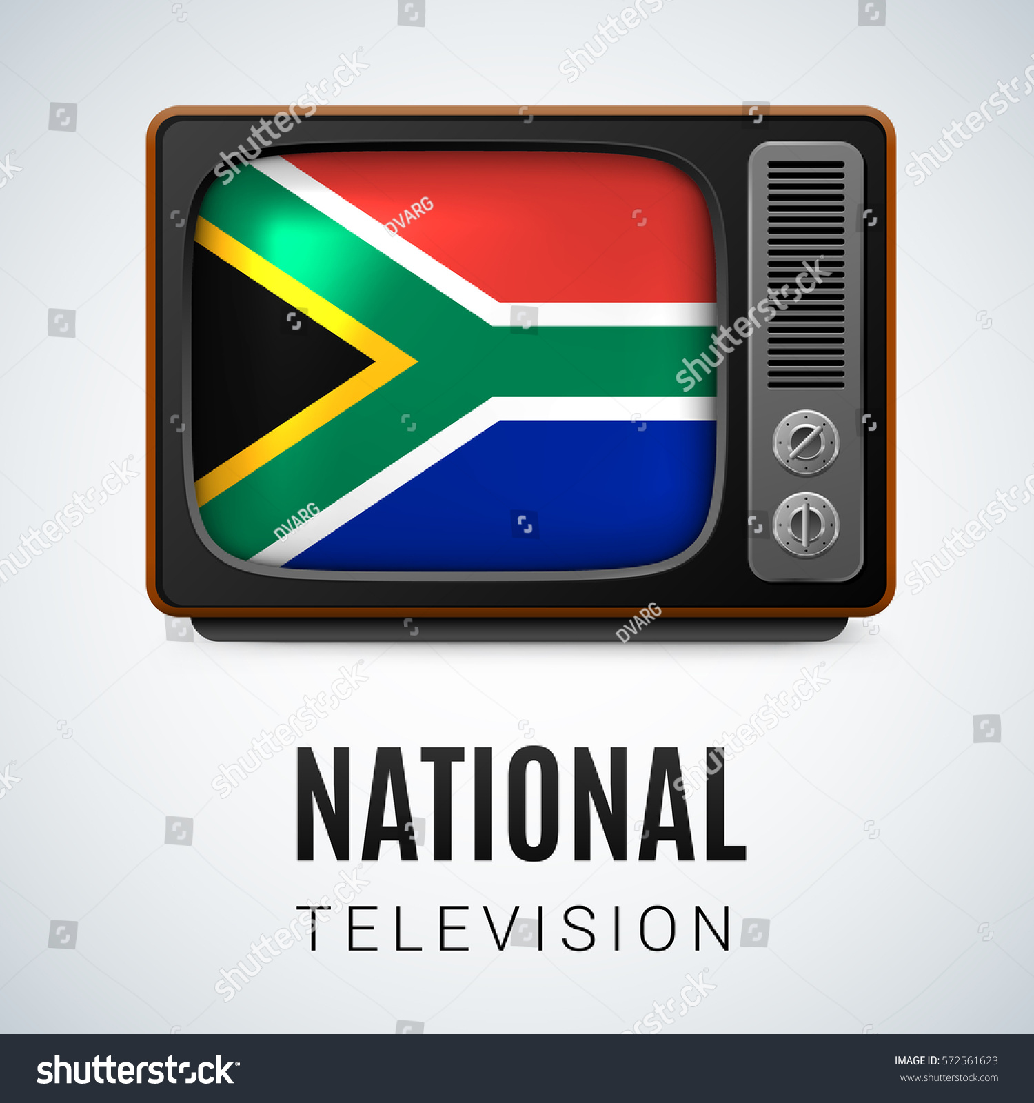 Vintage Tv Flag South Africa Symbol Stock Vector (Royalty Free