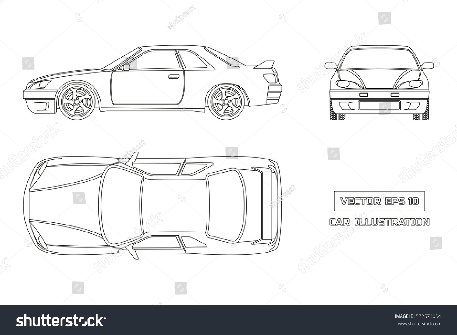 Автомобиль сбоку вектор чертёж