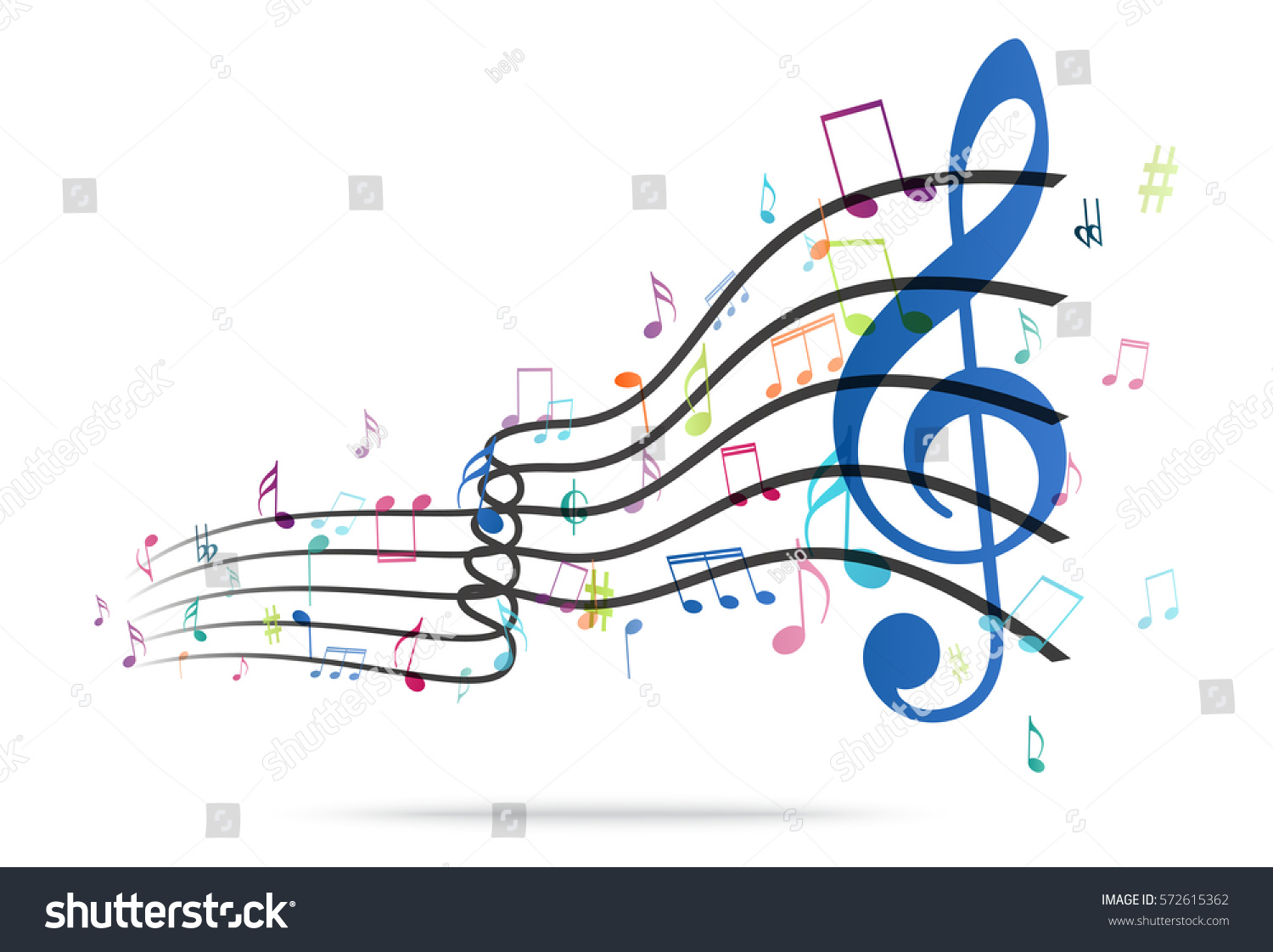 Colorful Music Notes Background Stock Vector (Royalty Free) 572615362 ...