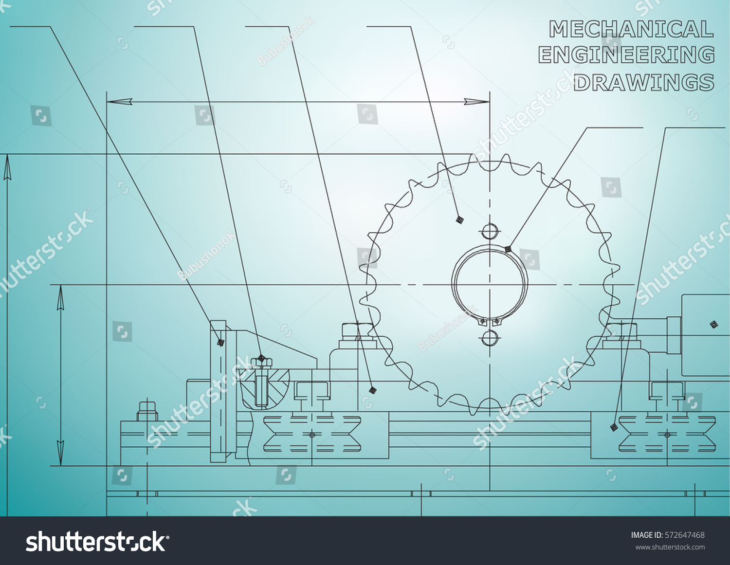 Mechanical Engineering Drawings Vector Drawing Light Stock Vector ...