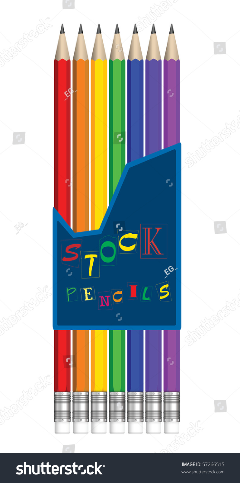 Seven Multicolored Vector Pencils Diagram Figure Stock Vector (royalty 