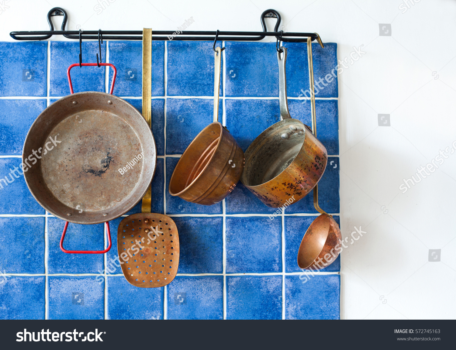 Kitchen Interior Vintage Copper Utensils Old Stock Photo 572745163   Stock Photo Kitchen Interior With Vintage Copper Utensils Old Style Cookware Set Pan Pots Spoon Skimmer 572745163 