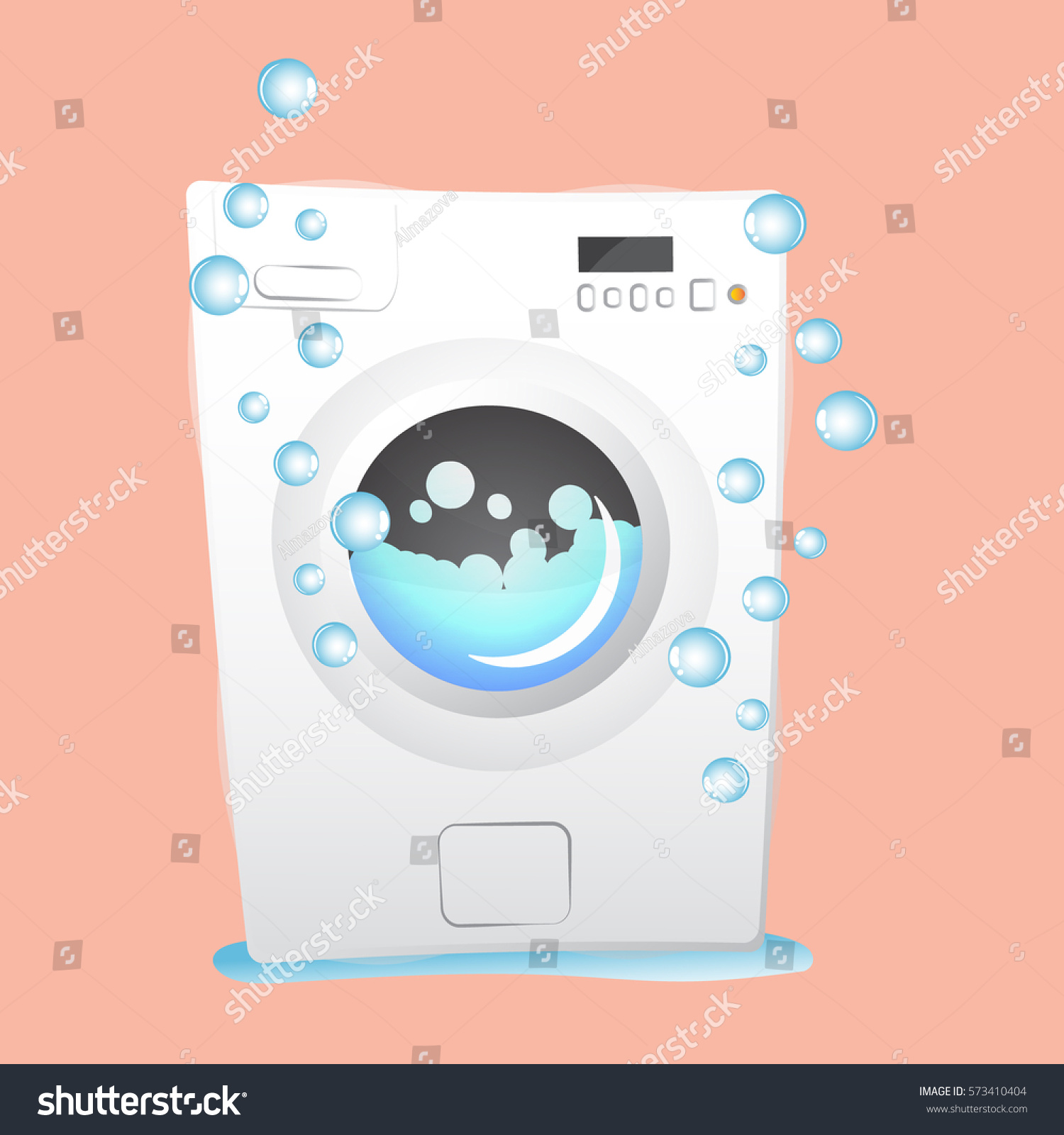 washing machine overflowing with bubbles