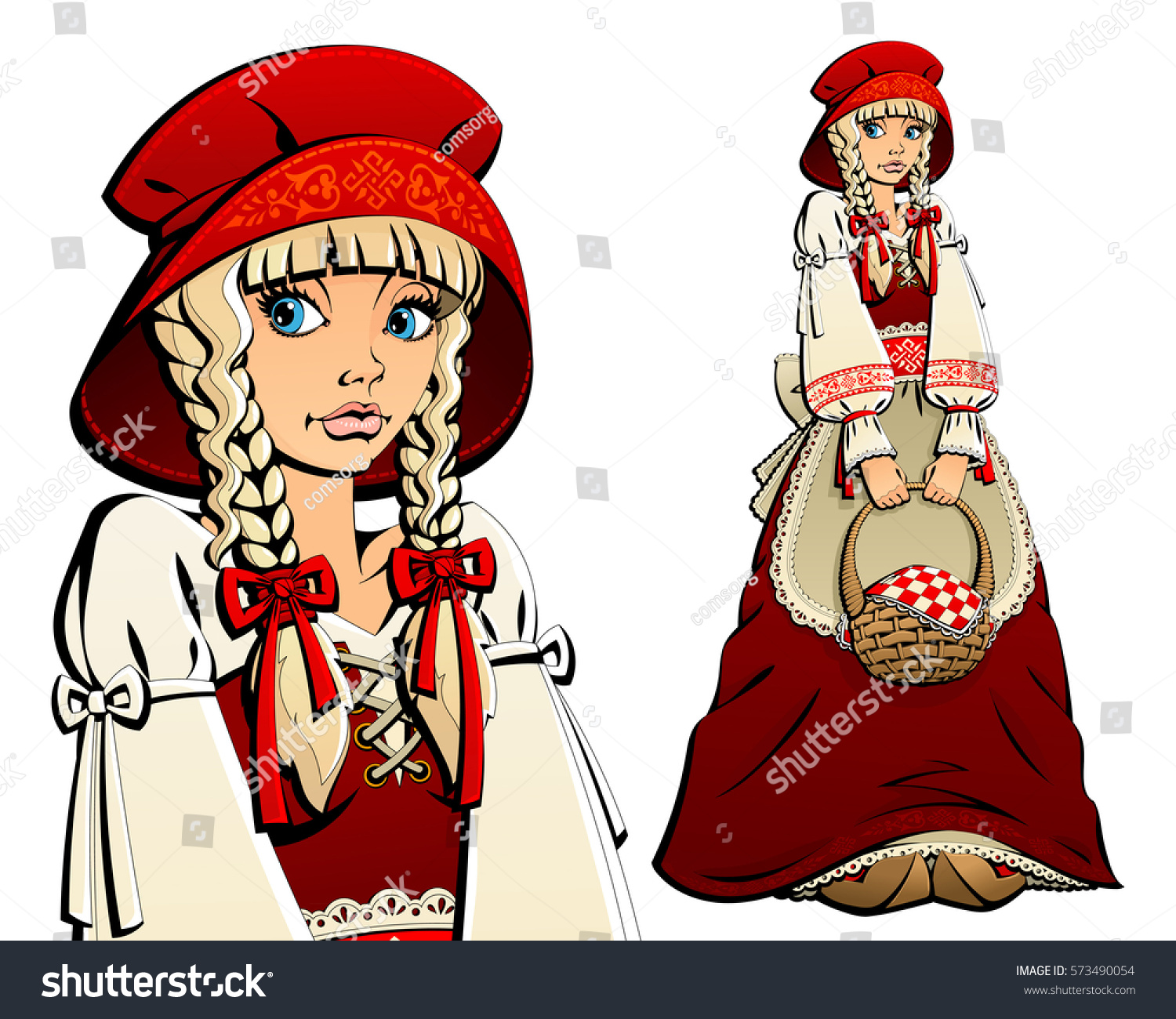 Fairytale Characters Little Red Riding Hood Stock Vector (Royalty Free ...
