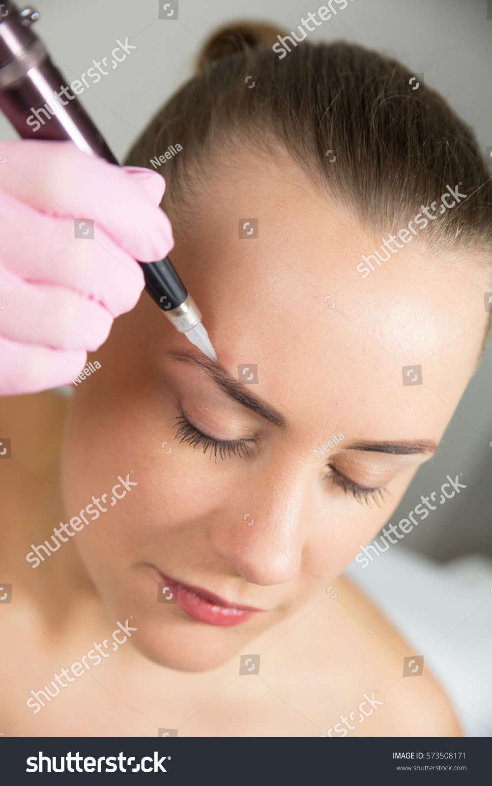 Permanent Makeup Tattoo Stock Photo 573508171 Shutterstock   Stock Photo Permanent Make Up Tattoo 573508171 