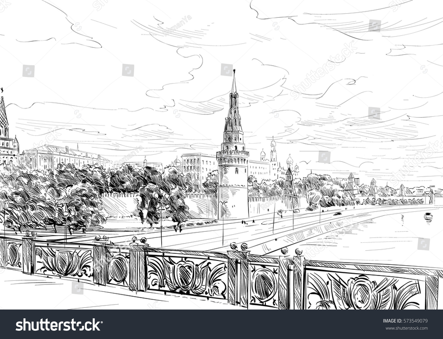 Панорама Москвы рисунок
