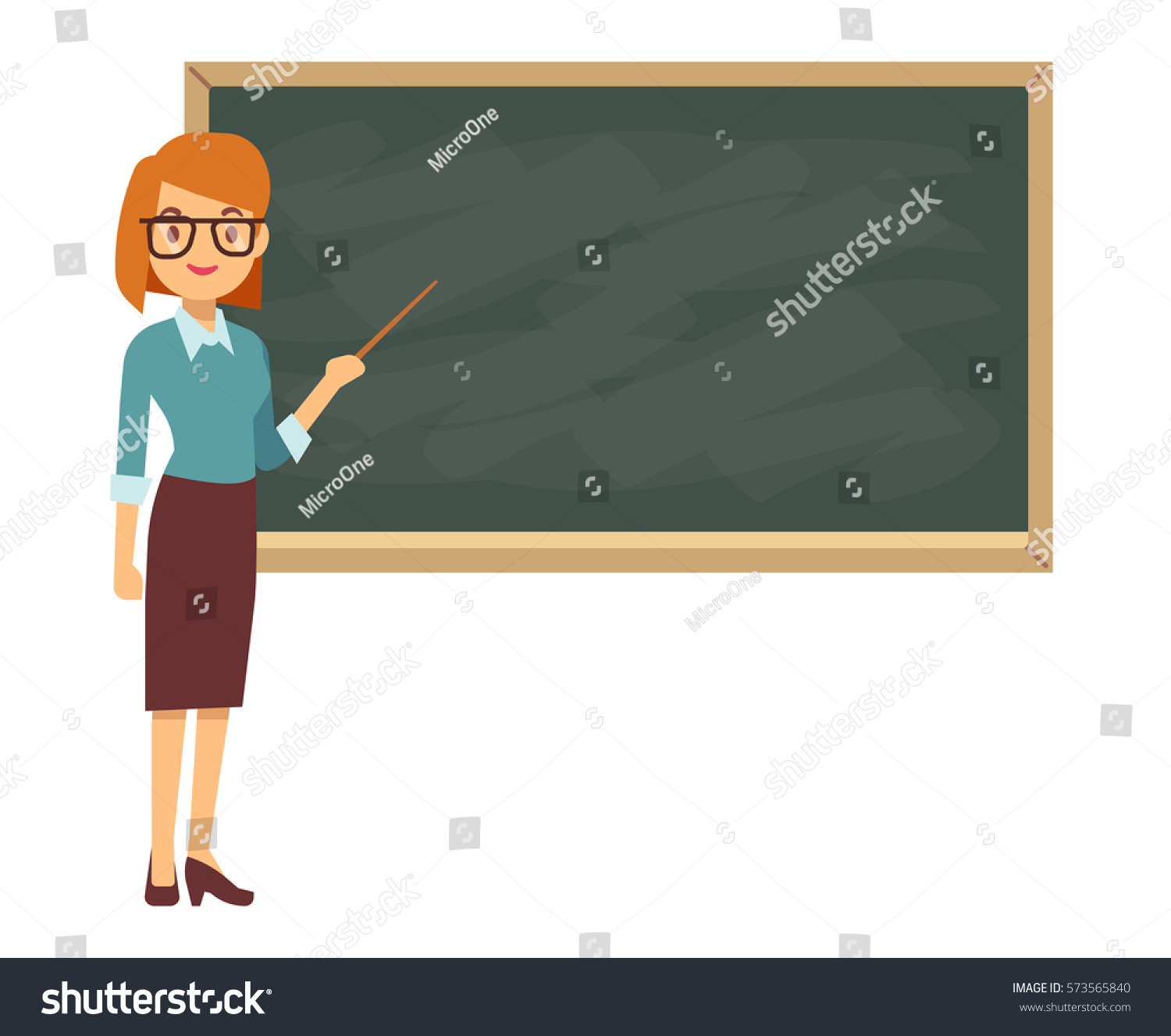 Young Female Teacher On Lesson Blackboard Stock Vector Royalty Free 573565840 Shutterstock 1655