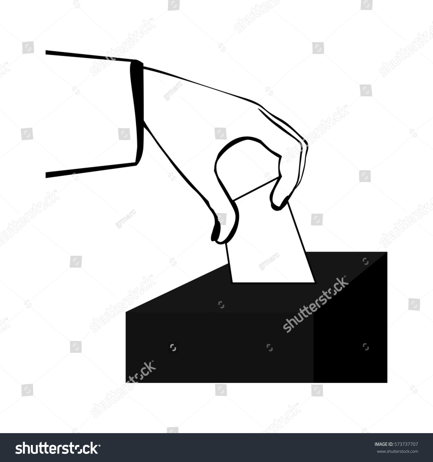 Black Silhouette Vote Hand Urn Vector Stock Vector (Royalty Free ...