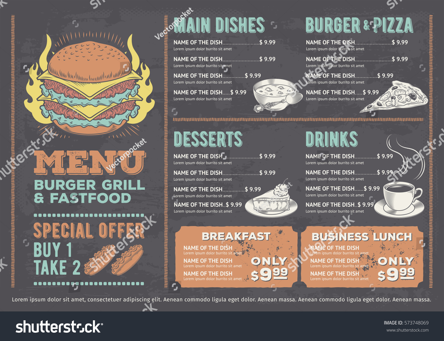 Vector Illustration Design Fast Food Restaurant Stock Vector (royalty 