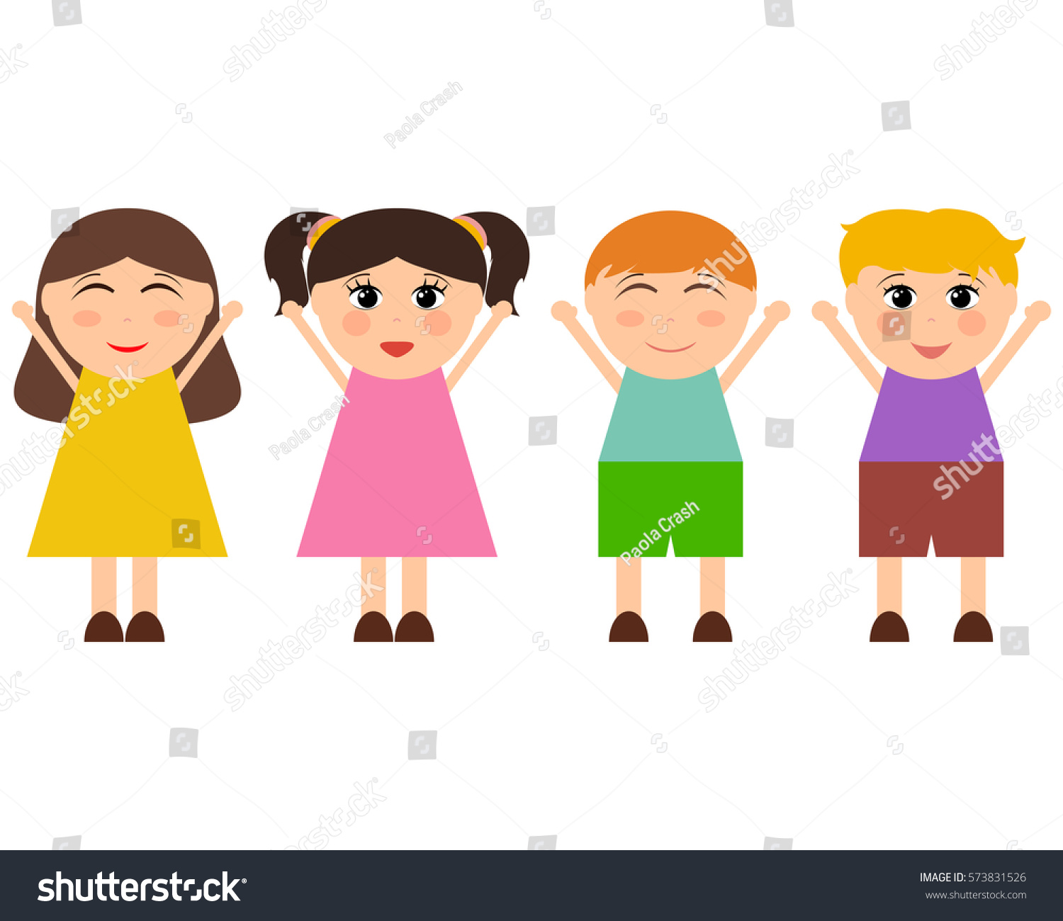 Cartoon Funny Girls Boys Vector Stock Vector (Royalty Free) 573831526 ...