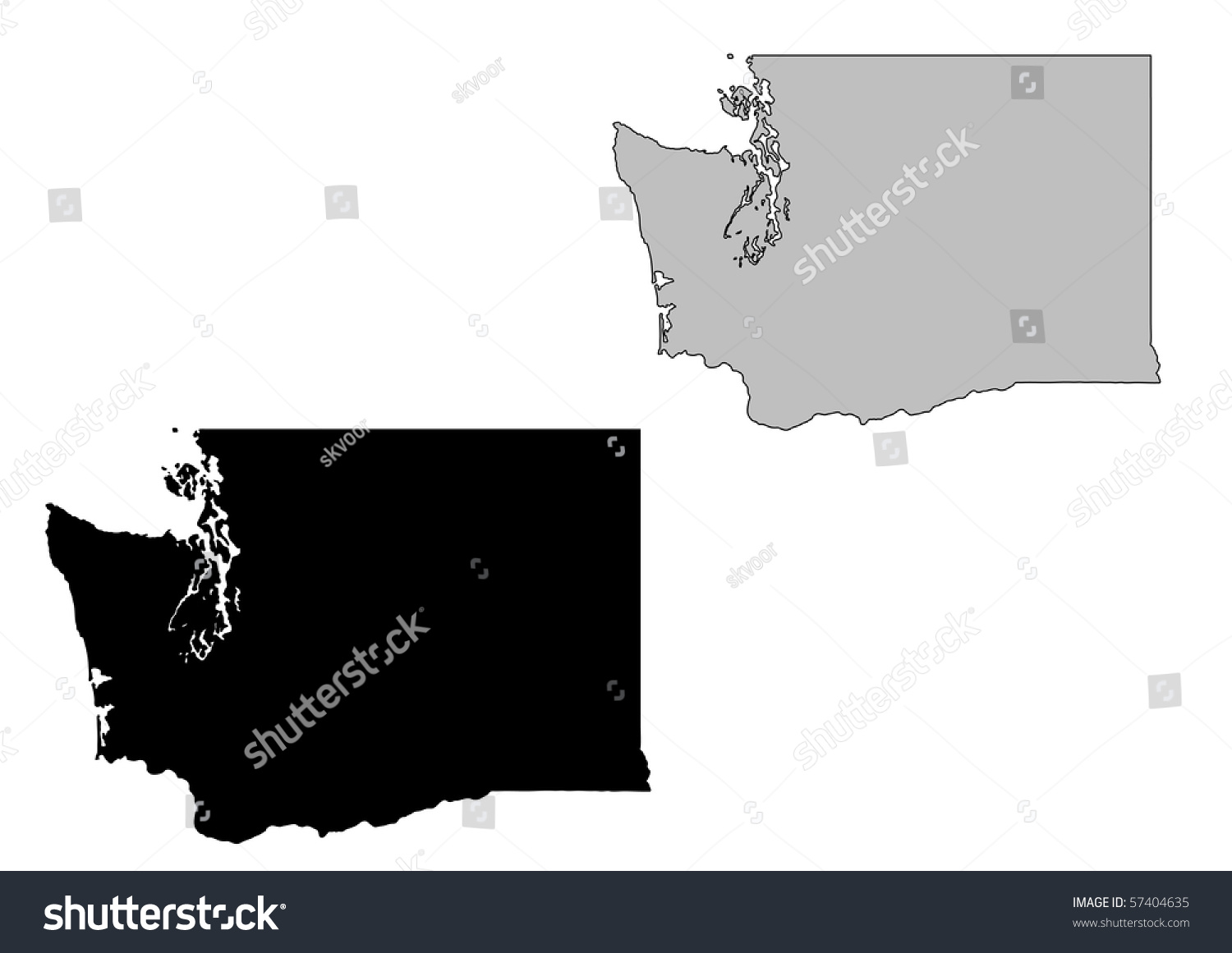 Washington Map Black White Mercator Projection Stock Illustration ...