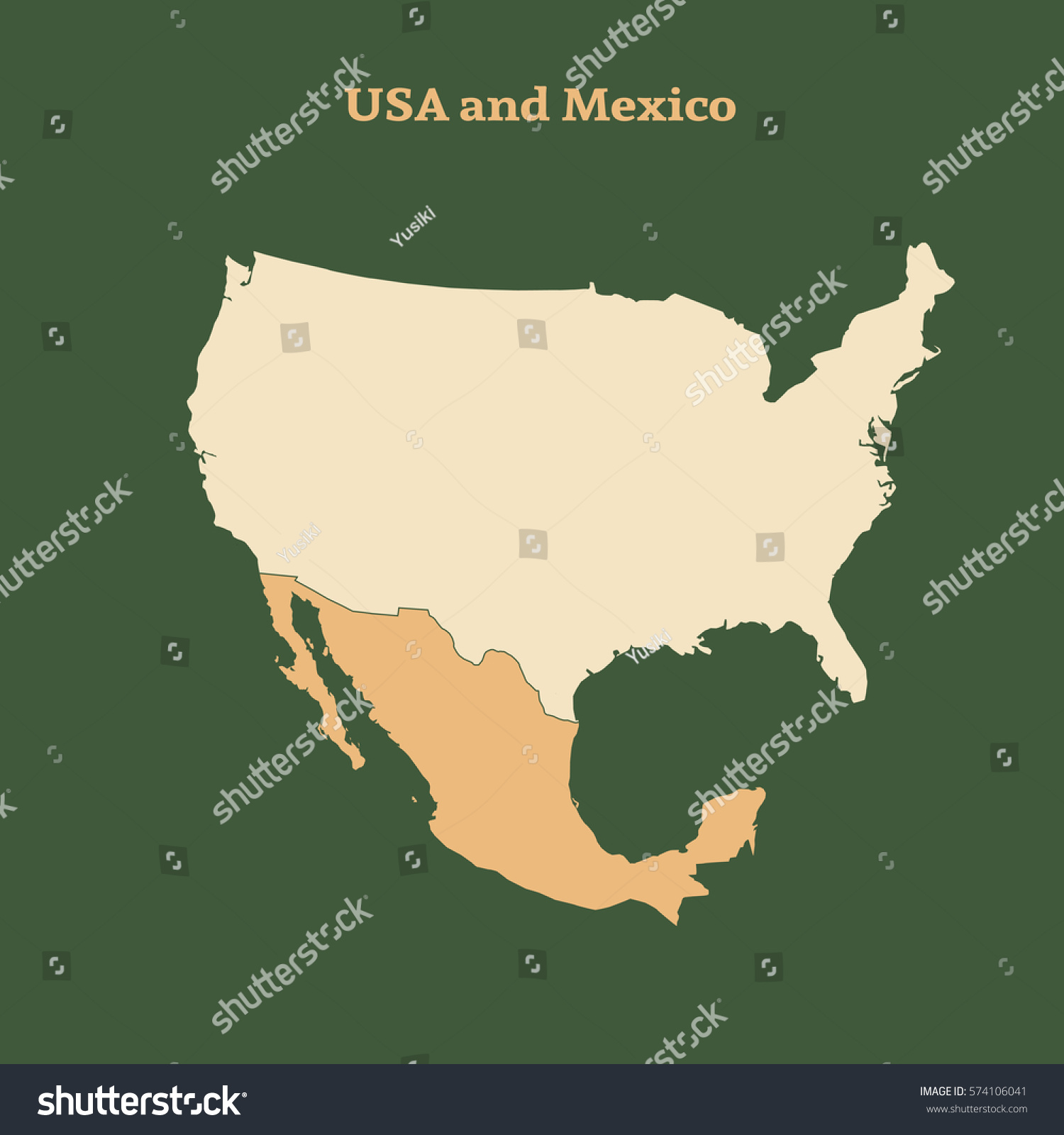 Outline Map Usa Mexico Isolated Vector Stock Vector (Royalty Free ...