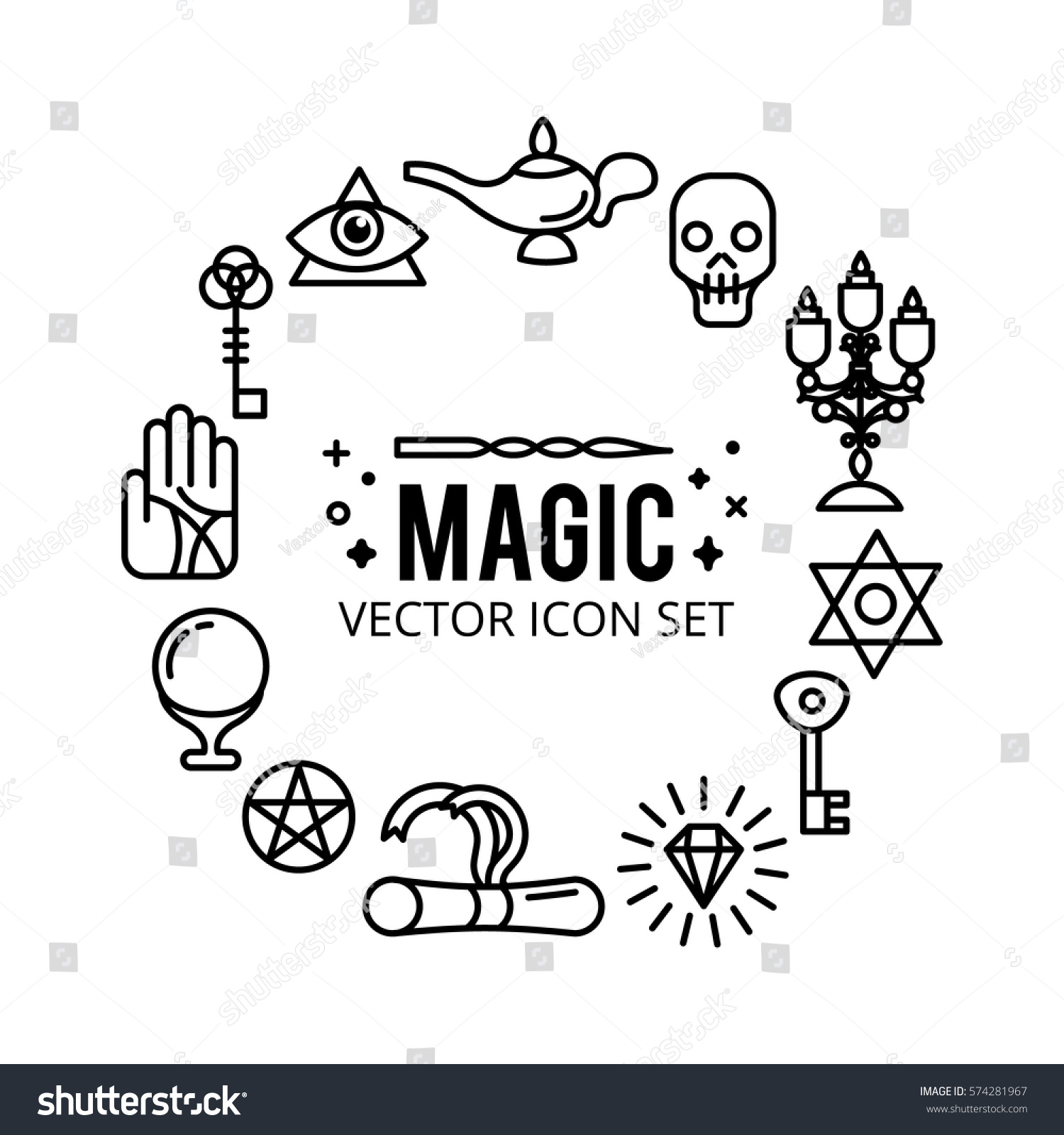 Vector Illustration Magic Icons Sparkle Magic Stock Vector (Royalty ...