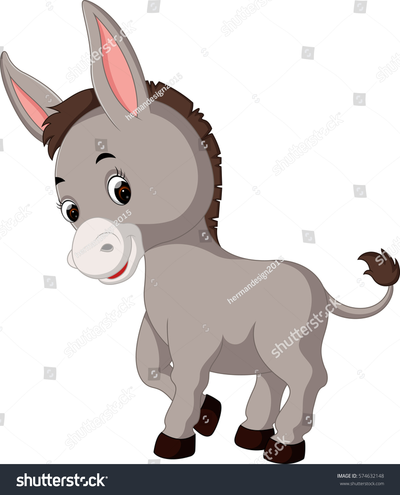 Illustration Cute Donkey Cartoon Stock Illustration 574632148 ...