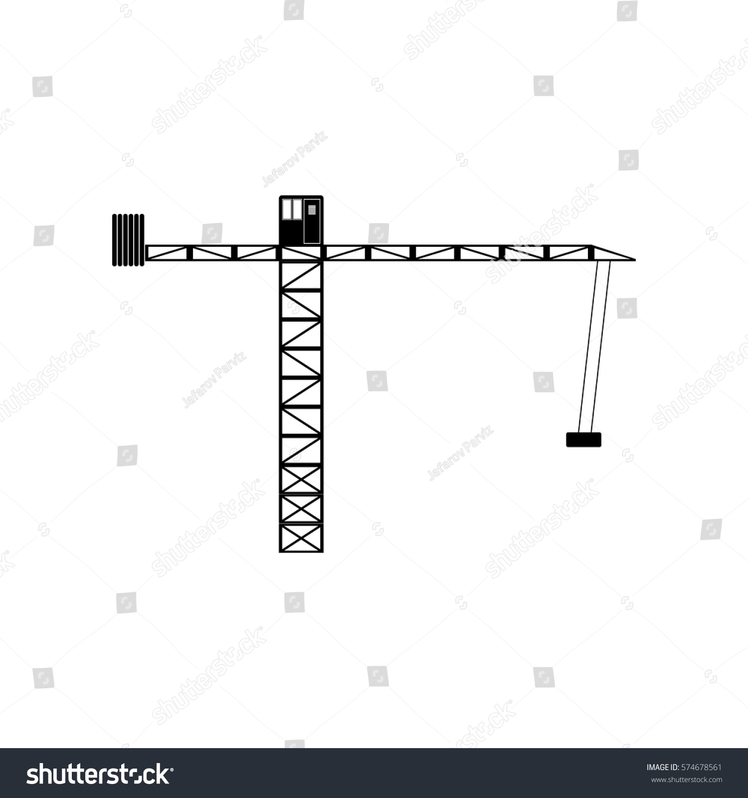 Silhouette Construction Crane Tower Background Vector Stock Vector ...