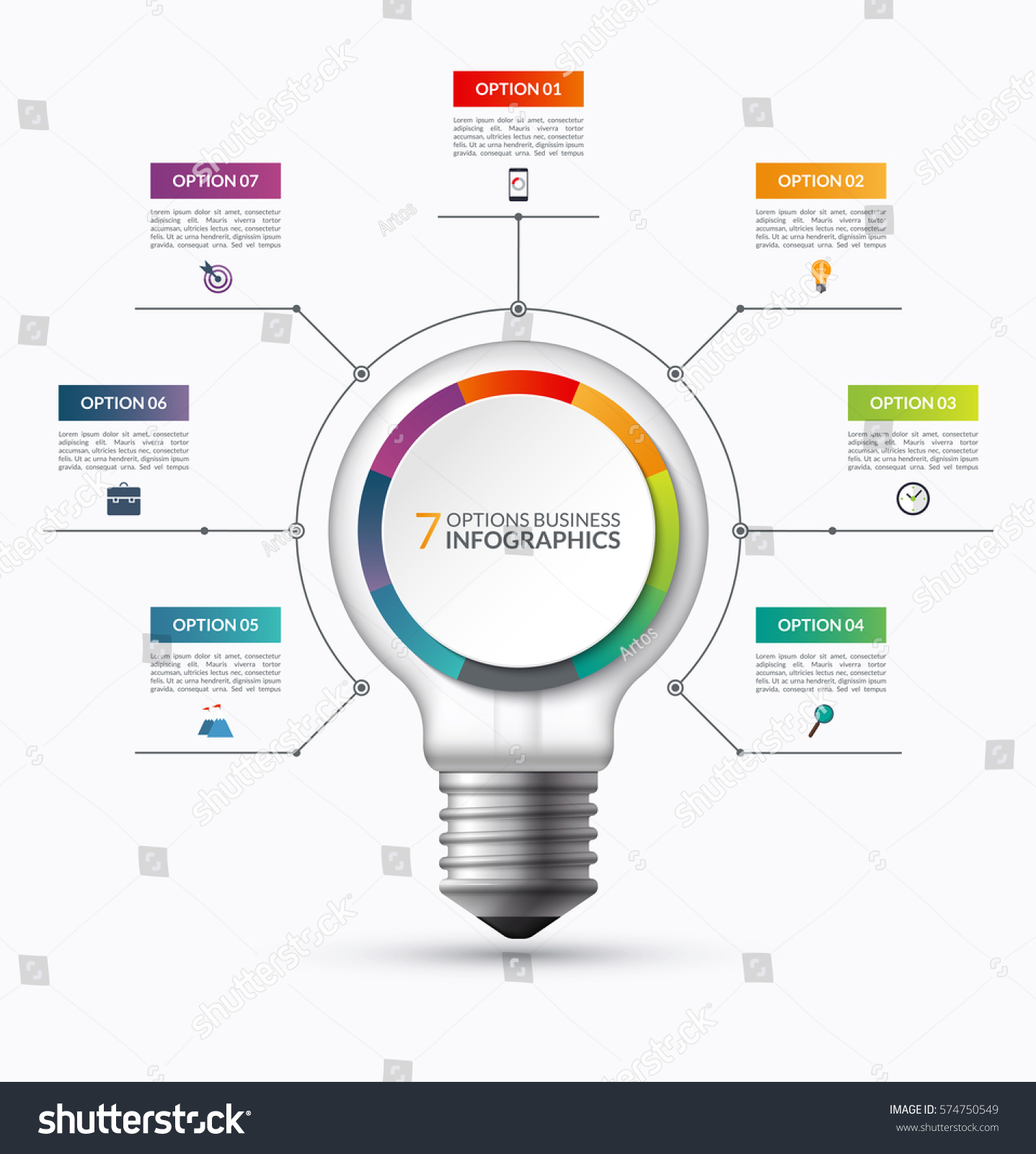 Lightbulb Infographic Template 7 Options Creative Stock Vector (Royalty ...