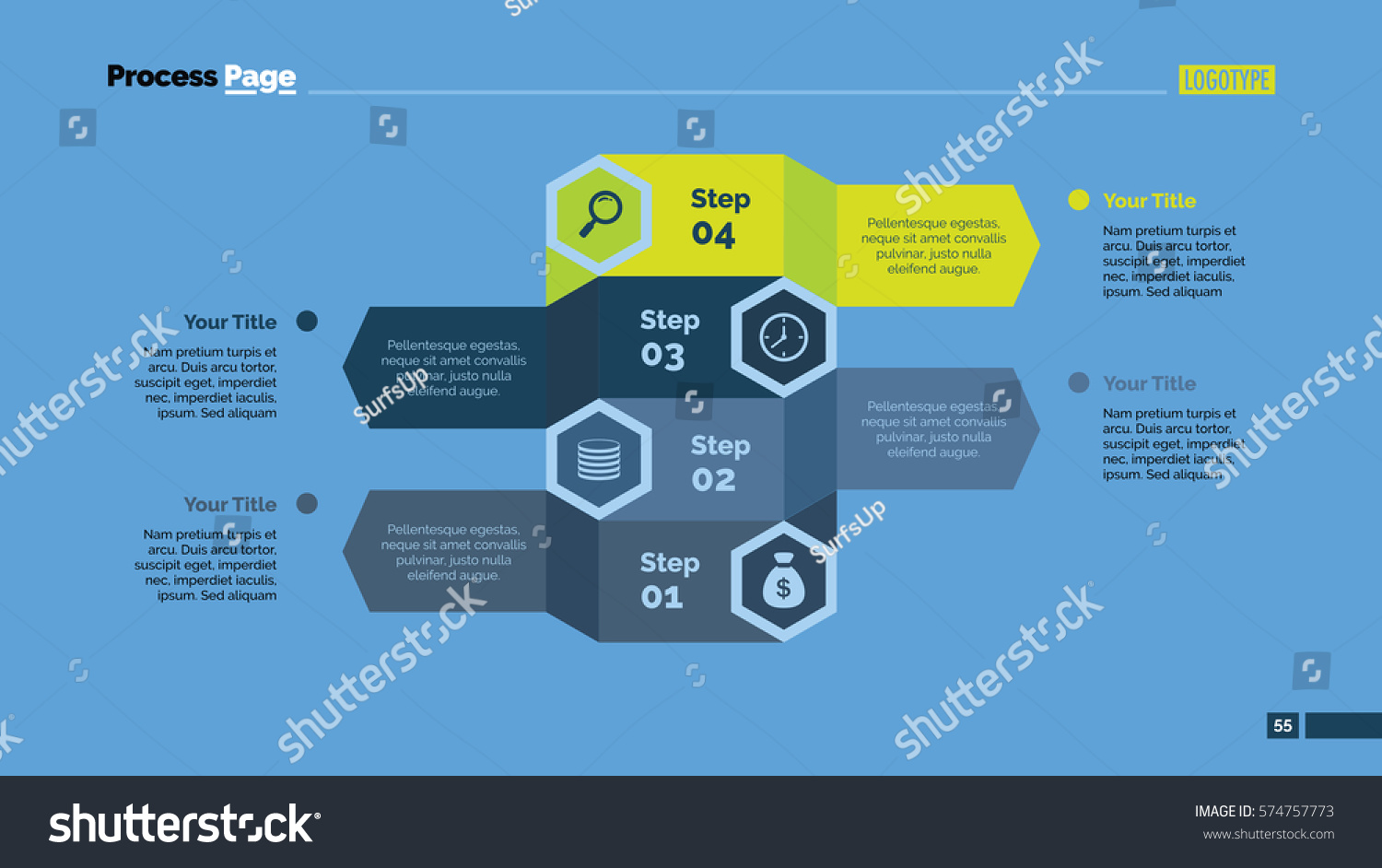 Four Steps Strategy Slide Template Stock Vector Royalty Free 574757773 Shutterstock 6564