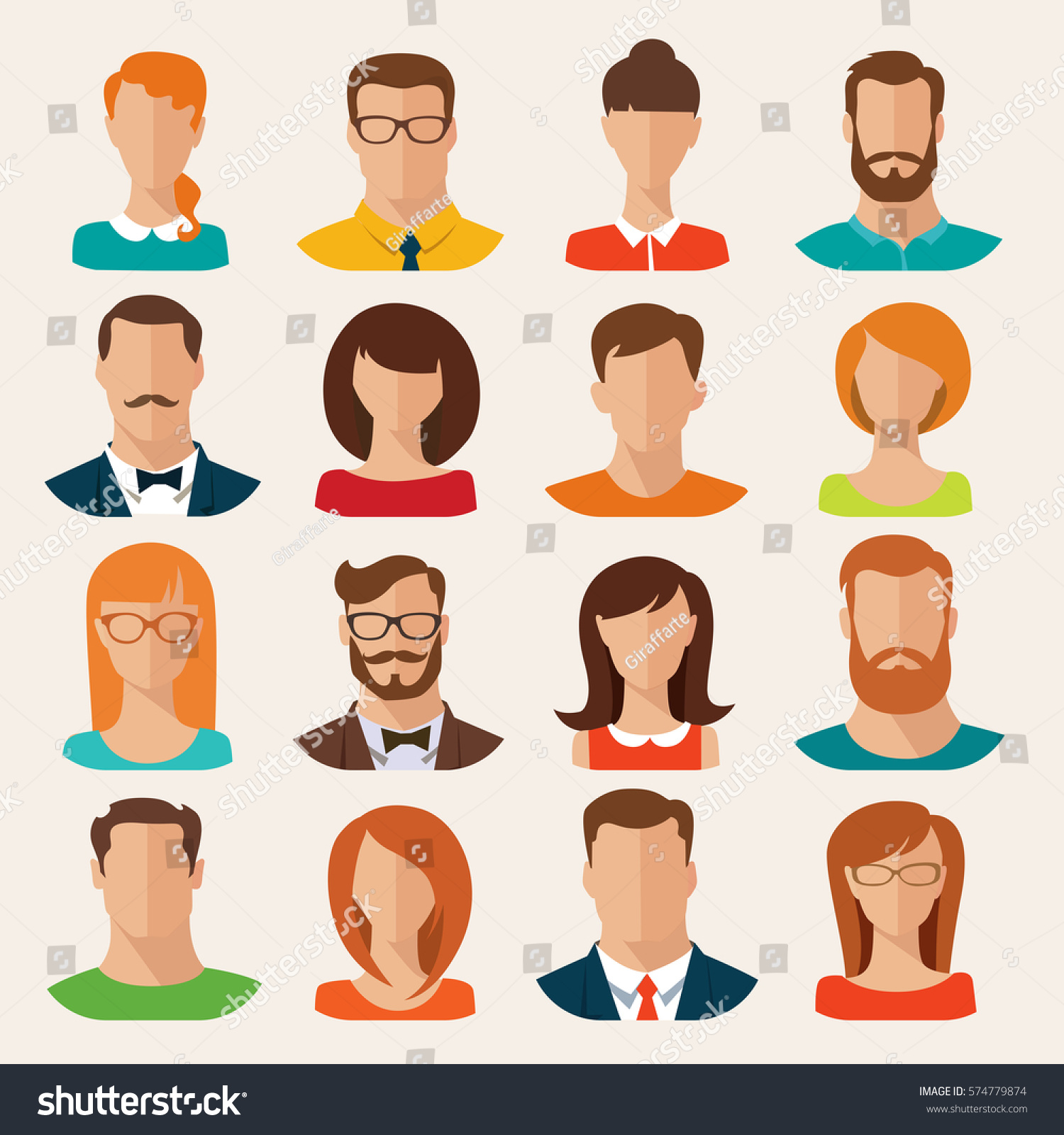 Set Vector Flat Style Male Female Stock Vector (Royalty Free) 574779874 ...