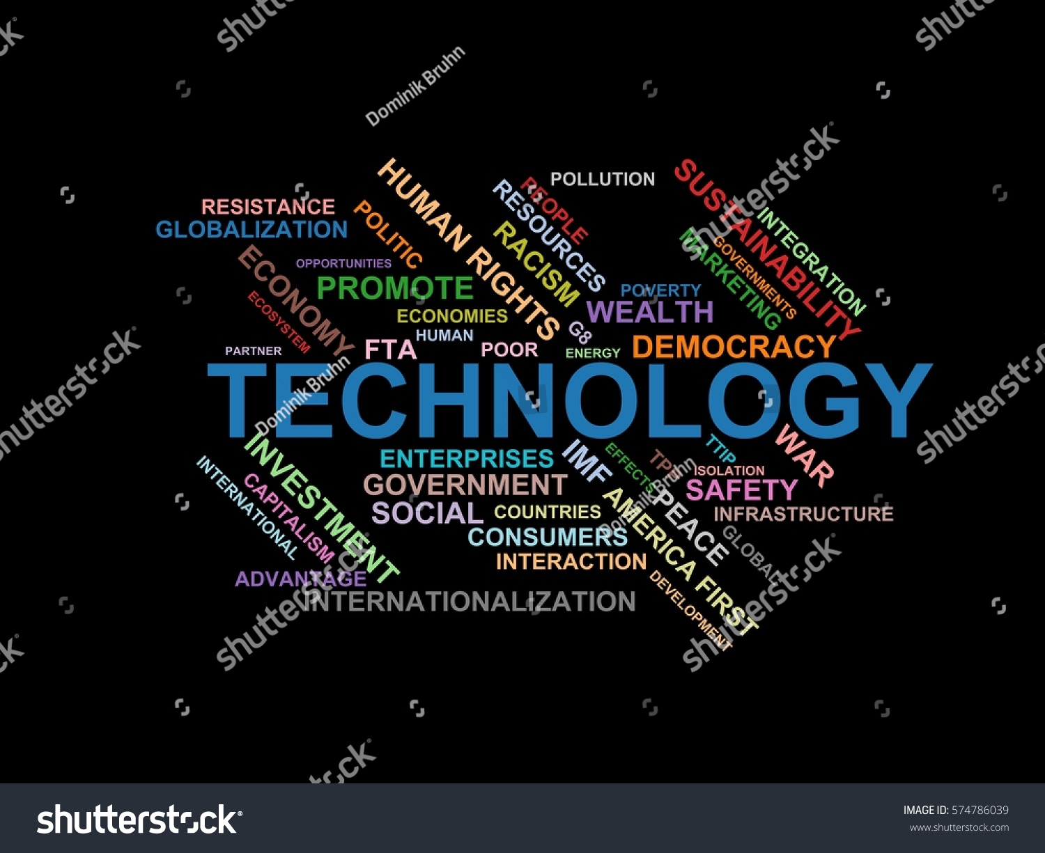 Technology Word Cloud Wordcloud Terms Globalization 스톡 일러스트 574786039 ...