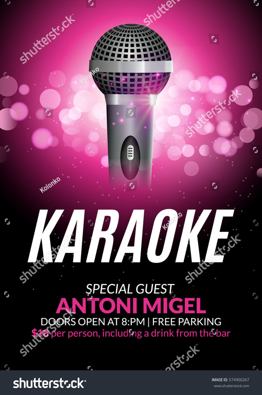 Karaoke Party Invitation Poster Design Template Stock Vector (Royalty ...